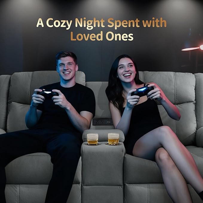 Loveseat Recliner Sofa Reclining Loveseat Couch Reclining Couch with Console USB Port US Outlets and Cup Holders 2-Seater Sofa for Living Room