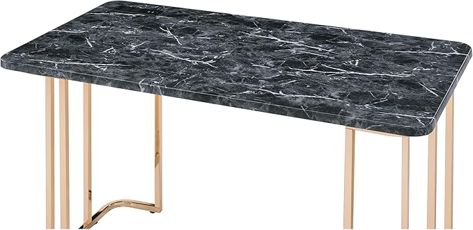 HOMES: Inside + Out Sevehills Modern Metal 48 in. Writing Desk with USB Port for Home Office Black