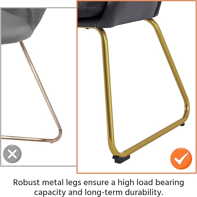 Yaheetech Flower Shape Velvet Armchair Modern Side Chair Vanity Chair with Golden Metal Legs for Living Room/Dressing Room/Bedroom/Home Office/Kitchen Dark Gray