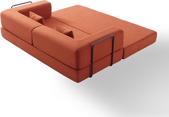 KEIKI Convertible Corduroy Sleeper Sofa Bed with Supportive Metal Frame Modern Floor Lounge Couch for Relaxing Reading Napping