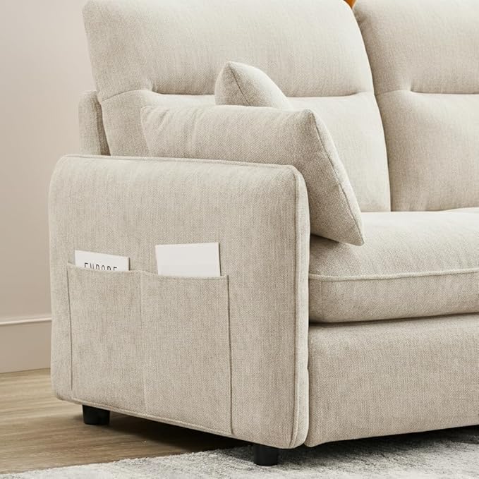 125 Inch Modular Couch Sectionals with Ottoman Big Comfy Cloud Couches L Shaped 4 Seat Modular Sectional Sofa Modern Cloud Sectional Couches for Living Room Deep Seat Sofa