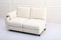 Sectional Couches for Living Room Velvet Modular Couch Oversized Cloud Sofa Chaise Detachable Armrest Cushion Cup Holder (Beige 2 Seat)