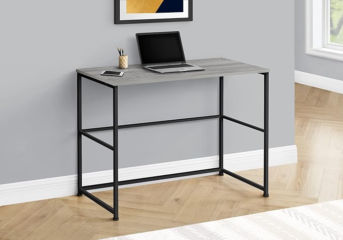 Computer Desk Home Office Laptop Left Right Set up Storage Drawers 40 l Work Grey Laminate Black Metal Contemporary Modern YY211