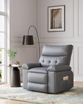 Garvee Manual Recliner PU Leather Living Room Chair Adjustable Reclining Chair Oversized Home Theater with Massage &amp Heat - Gray