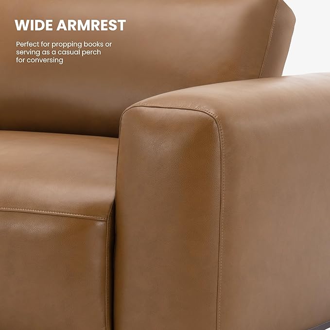 COLAMY Mondo Leather Modern Minimalist Sofa Brown