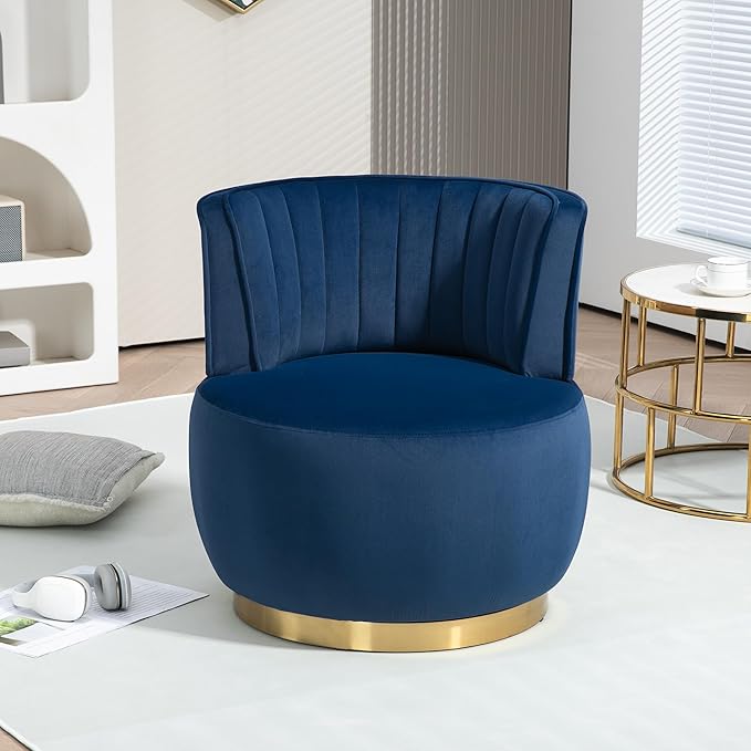 360 Degree Swivel Cuddle Barrel Accent Sofa Chairs Round Armchairs with Wide Upholstered Fluffy Velvet Fabric Chair for Living Room Bedroom Office Waiting Rooms