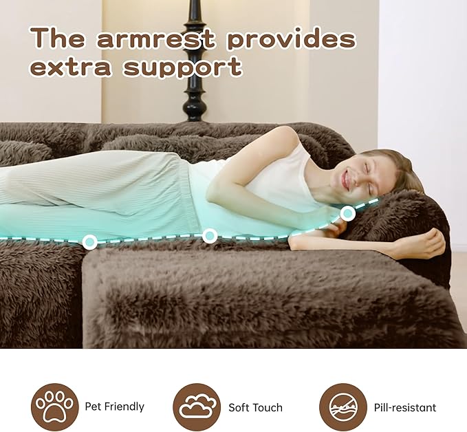 80.3 loveseat Sectional Couches for Living Room - Cloud Modular Couch Boneless Plush Sofa with Deep Seat &amp Support Pillow - Brown
