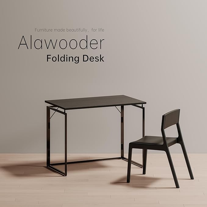 Folding Desk - 31.5 Wood Top Foldable Desk for Small Spaces | No Assembly Required Compact Desk for Home Office Writing and Study