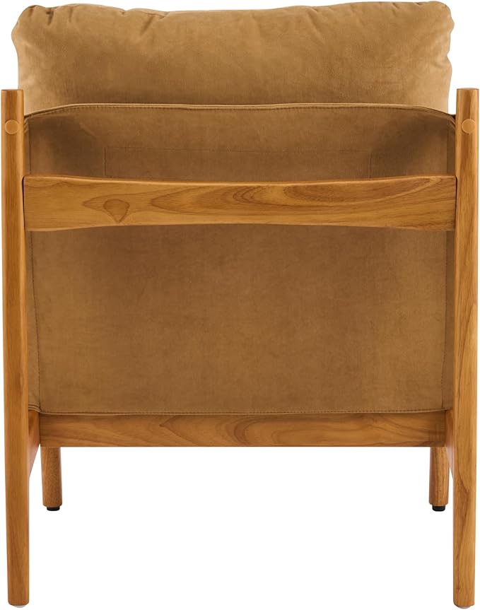 Christopher Knight Home Vista Low Profile Accent Chair Set of 2 with Removable Cushion Solid Wood Armless Lounge Chair Fabric Comfy Reading Chair for Bedroom Mocha+Natural