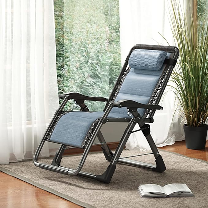 DoCred Comfy Folding Recliner Chair for Bedroom Living Room &amp Patio - Ice Touch Lounge Chair with Removable Tray for Indoor Outdoor