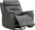 Leather Recliner Chair 360° Swivel Rocker for Adults Manual Rocking Reclining Chair with Adjustable Backrest Footrest for Living Room Bedroom Home Theater Seating