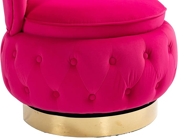 Swivel Barrel ChairVelvet Swivel Accent Chairs Modern Round Storage Small Chairs 360 Degree Upholstered Swivel Boucle Chair for Living Room Bedroom（Red）
