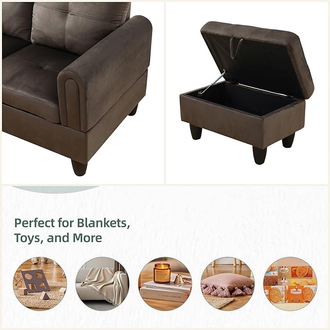 FONTOI L Shaped Sectional Couches for Living Room Modern Modular Sectional Sofa with Ottoman Storage Comfy L Shaped Couch with Chaise for Bedroom Apartment Furniture Coffee