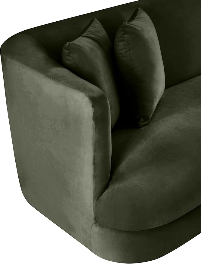 Meridian Furniture 699Green-C Alder Collection Modern | Contemporary Chair with Ultra Luxe Green Velvet 460 GSM Velvet Solid Wood Frame 38 W x 36 D x 30 H Green