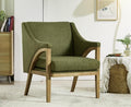 EALSON Modern Accent Chair Comfy Living Room Chair with Wooden Frame and Armrest Mid Century Upholstered Fabric Reading Lounge Armchair for Living Room/Bedroom/Reading/Balcony Chenille Green