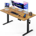 HUANUO Electric Standing Desk 55 x 28 Height Adjustable Desk 4 Memory Height Settings Sit to Stand Up Desk for Home Office with Headphone Hook Cable Manager Rustic Brown