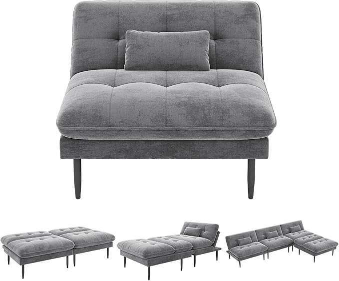 Single Supplementary Unit of The Convertible Module can be Matched with 70 inch Convertible Futon Sofa Bed Used for DIY a Larger Sofa. Grey