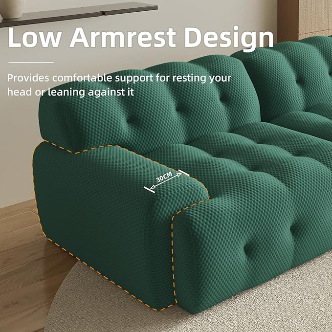 86.6inch Modular Sectional CouchOversized Loveseat Sofa 3D Mesh Fabric Comfy Cloud Sofa Couches Curved Couch for Living Room Office ApartmentNo Assembly Required (Green 86.6)