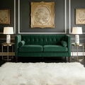 Dreamsir 58'' W Velvet Sofa Mid-Century Love Seats Sofa Furniture with Bolster Pillows Button Tufted Couch for Living Room Tool-Free Assembly (Loveseat Green)