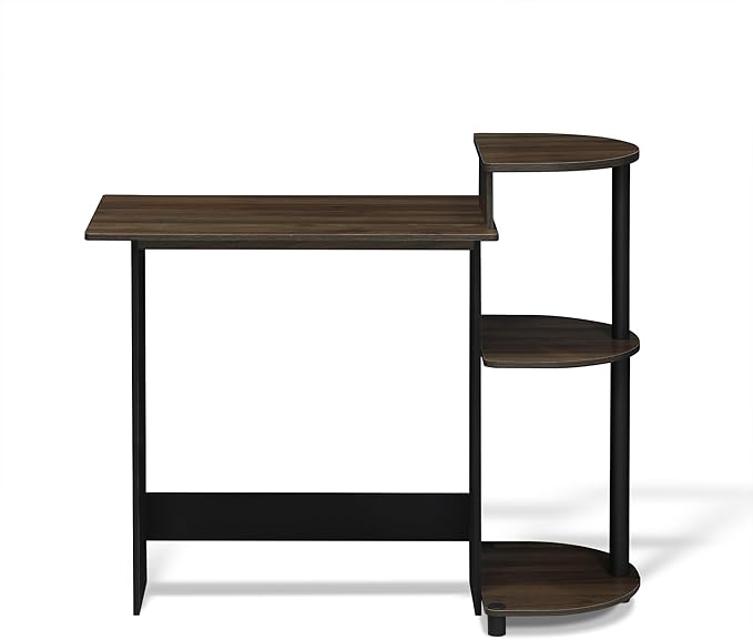 Furinno COMPACT Desk 28.5 Wide Gaming Desk with Shelves Computer Desk with Book Shelf Office Desk for Home Office Study Room Dorm Bedroom Columbia Walnut