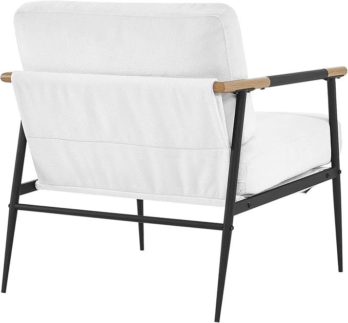 MIRASON Accent Arm Chair for Living Room Mid Century Modern Accent Reading Side Chair Upholstered Lounge Chair with Comfy Cushion and Metal Frame for Bedroom Office (Beige)