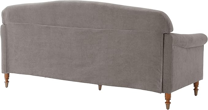 Christopher Knight Home Sola 77.5'' Modern Chenille Upholstered Loveseat Sofa with Rolled Armrest and Rubberwood Frame 2-Seater Home Sofa Living Room Comfy Couch for Hotel/Apartment Brown