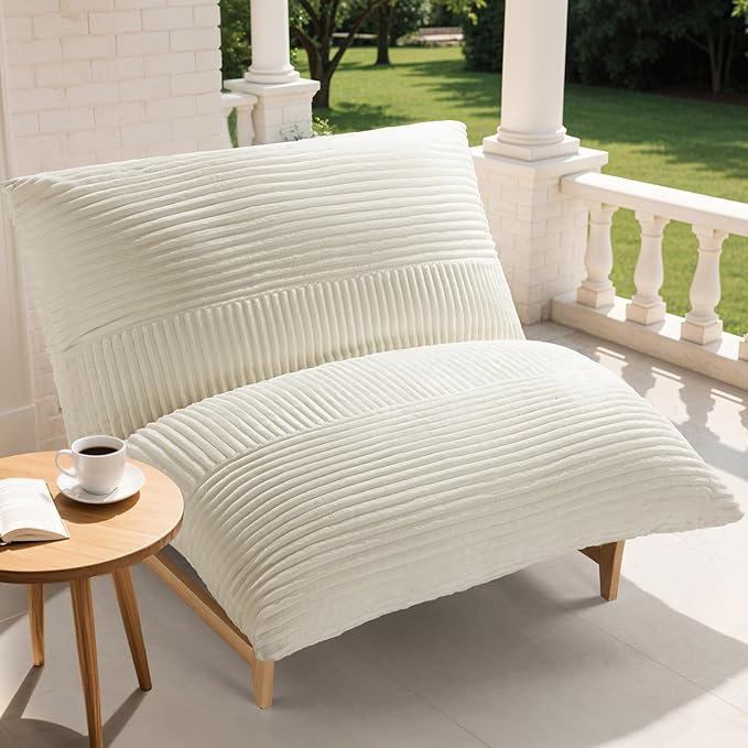 Oversized Comfy Cloud-Like Accent Chair Extra-deep Seat Bean Bag Chairs Convertible Stuffed Bean Bag Cushion with Removable Washable Cover Beige