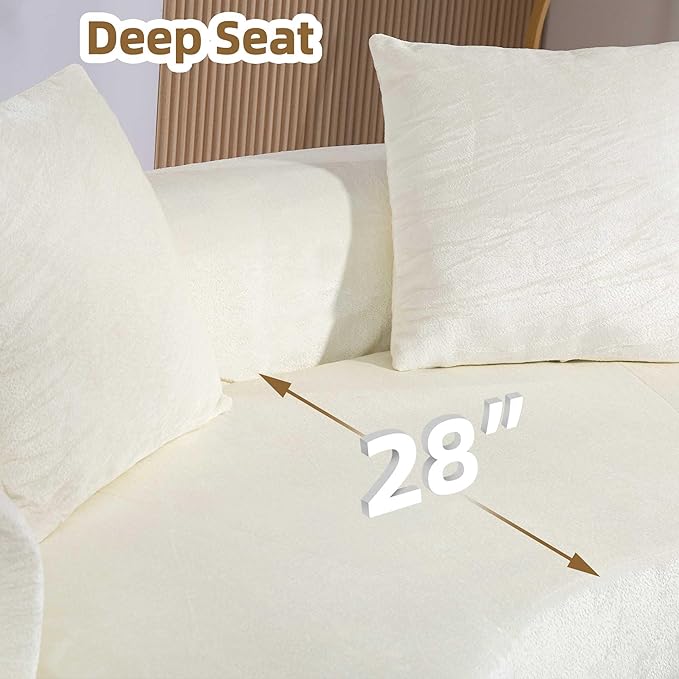 80 Boneless Loveseat Curved Cloud Sofa Couch Memory Foam Couch in a Box with 2 Pillows U-Sheaped Sofa for Living Room Bedroom Comfy Compressed Sofa No Assembly Required (White)