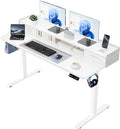 YESHOMY 55 x 23 Electric Standing Desk with 2 Drawers Height Adjustable Computer Desk Low Noise Home Office Stand Up Desk with 2 Preset Heights &amp 2 Hooks White