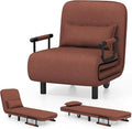 Giantex Convertible Sofa Bed 3-in-1 Folding Sleeper Chair with 5-Position Adjustable Backrest Wheels 2 Legs Recliner Chaise Lounge with Pillow Armchairs for Nursery Living Room Office (Brown)