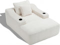 46 Chaise Lounge Chair Indoor Cloud Sleeper Sofa Bed with Cup Holder Corduroy Upholstered Sofa Couch with 9.84 Armrest for Living Room Apart No Assembly Required White