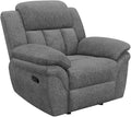 Coaster Home Furnishings - Bahrain - Fabric Upholstered Glider Recliner Chair with Wall Hugger Cool Gel Memory Foam Padded Arms and Plush Headrest - Living Room - 44-Inch - Charcoal - 609543