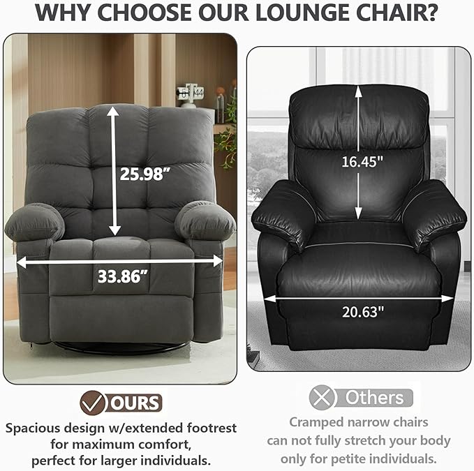 Massage Recliner Chair with Vibration Massage and Heat Recliner Lounge Chair for Living Room with Cup Holder and Side Pocket Recliner Chair for Adults (Grey)