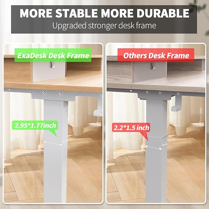 Electric Standing Desk 48 * 30 Inches Adjustable Height with 4 Drawers Double Storage Shelves Home Office Workstation Sit Stand up Desk (Nature)