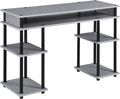 Convenience Concepts Designs2Go No Tools Desk Home Office Desk with Shelves Corner Shelf Vanity Desk Computer Desk Nail Table for Nail Tech - 47.25 L x 15.75 W x 30 H Gray/Black