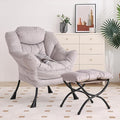 Lazy Chair with Ottoman Modern Chair with Folding Footrest Lounge Accent Chair Comfortable Reading Chair Oversized Armchairs for Bedroom Study Living Room Courtyard (Light Grey)