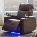 Recliners Chair with 360° Swivel Tray USB Charging Hidden Arm Storage &amp Cup Holders - Living Room Recliner Chairs Comfy Bedroom Recliners for Adults Lazy Boy Reclining ChairsBrown