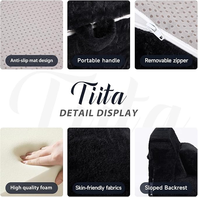 Tiita Convertible Folding Kids Sofa Bed with Pillow &amp Storage Bag Plush Fabric Floor Mattress Couch Bed Washable Cover Kids Room Playroom Dorm Apartment Black