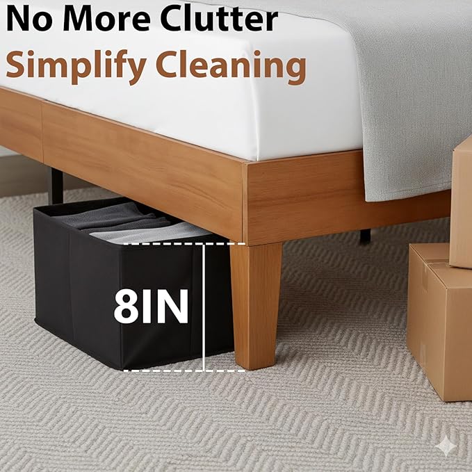 Sweetcrispy Solid Wood Bed Frame - King Size Mattress Foundation with Headboard No Box Spring Needed with 1100LBS Sturdy Wooden Slats Support Noise Free Easy Assembly