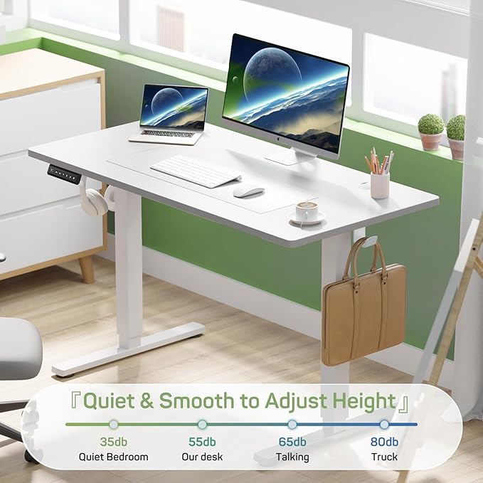 Electric Height Adjustable Standing Desk 48x24 Inches Ergonomic Sit-to-Stand Rising Computer Table for Home Office