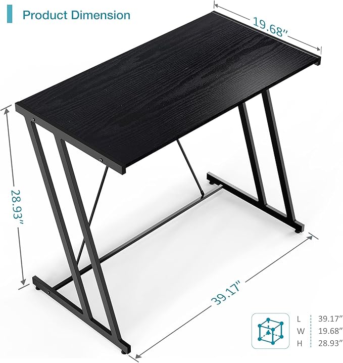 Computer Desk Mehoom Study Desk for Home Office Writing Desk for Small Space Office Modern Simple Design Laptop Desk Small Computer Table 35.4 Black Corner Desk