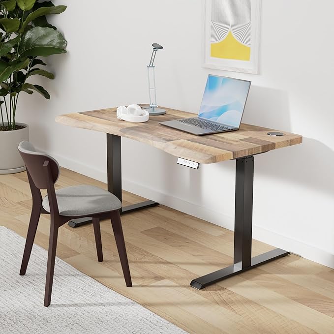 Vari Ergo 54x26 Electric Standing Desk + Height Adjustable Sit-Stand Desk + Curved Waterfall Edge 4 Memory Settings Quick Assembly Cable Management 200 lb Capacity – Reclaimed Wood (2 Boxes)
