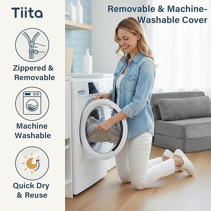 Tiita Folding Sofa Bed Couch Twin Size Foldable Futon Chair with Pillow Folding Sleeper Sofa Chair Bed Floor Mattress for Guest Room Living Room Dark Grey