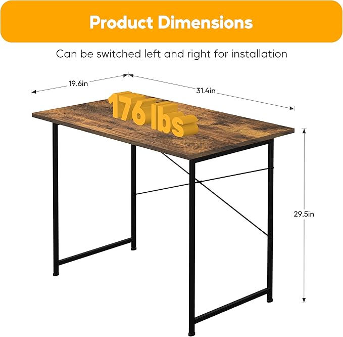 Small Space Writing Desk with Headphone Hooks Modern Simple Design Suitable for Study Home Office and Living Room