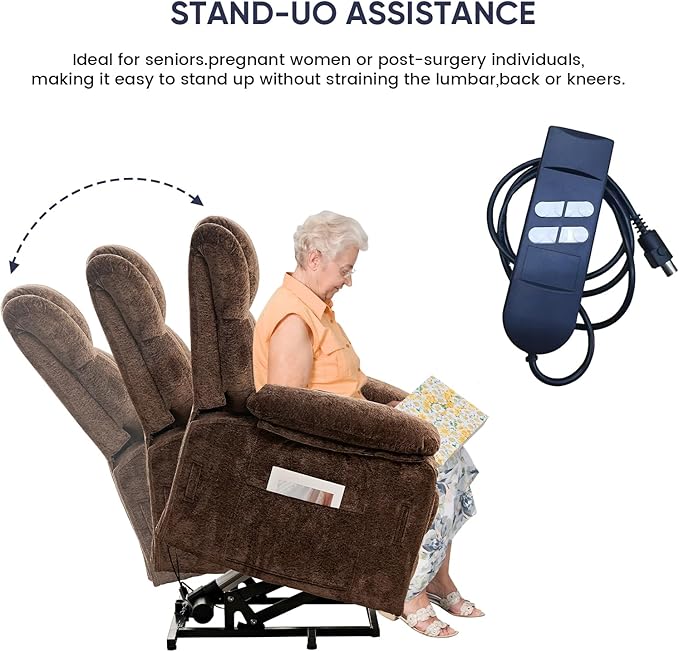 ijuicy Dual Motor Recliner ChairElectric Lift Reclining Lounge Chair with Lumbar Heating and Vibrating Massage for SeniorsAdjustable Reclining Electric Massage ChairBrown
