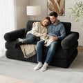 59 Convertible Sofa Bed 5-in-1 Folding Loveseat Sleeper Chair with Pillows Removable Armrests Fold Out Boneless Couch Futon Floor Mattress Lounge for Apartment Dorm Living Room - Black Full