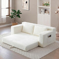73 Boneless Loveseat Couch 2 in 1 Pull Out Sleeper Sofa with Side Pockets &amp 2 Pillows Folding Convertible Corduroy Floor Couch for Apartment Living Room Bedroom No Assembly(Beige)