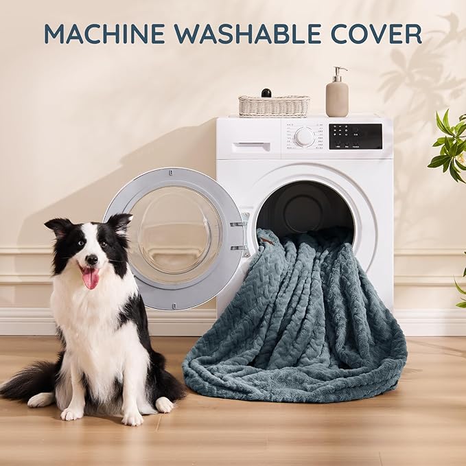 Human Dog Bed Cover - Luxury Faux Fur Giant Size Dog Bed Cover 72x40x10 Grayish Blue