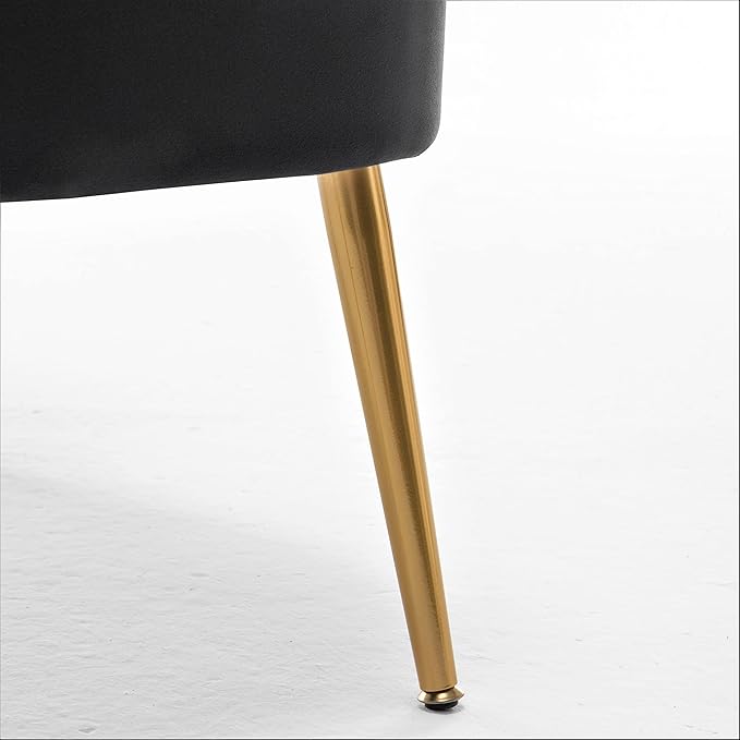 Modern Velvet Accent Chair for Living Room Bedroom or Entryway Stylish and Comfortable Armless Design with Metal Legs Black
