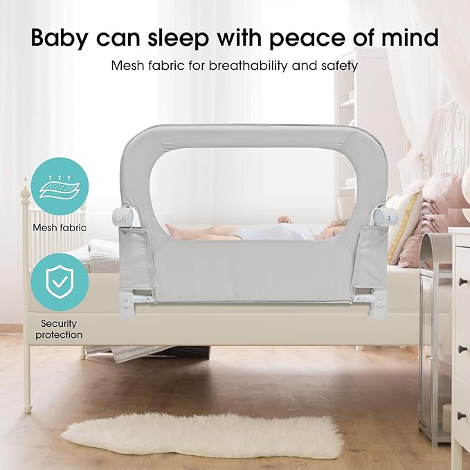 Baby Bed Rail Guard for Toddlers - 35.1 Toddler Bed Side Rails for Crib Twin Full Queen Bunk Size Bed Swing Down Bedrail Extral Tall Child Safety Side Railing Guards for Kids